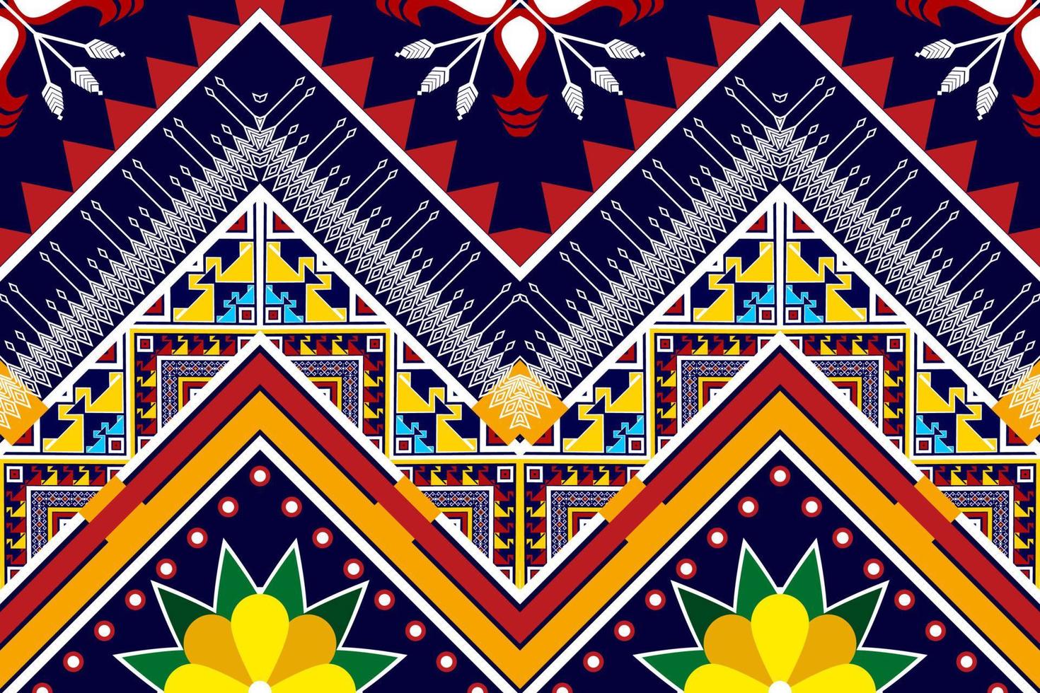 Ikat ethnic seamless pattern design. Aztec fabric carpet mandala ornaments textile decorations wallpaper. Tribal boho native ethnic turkey traditional embroidery vector background
