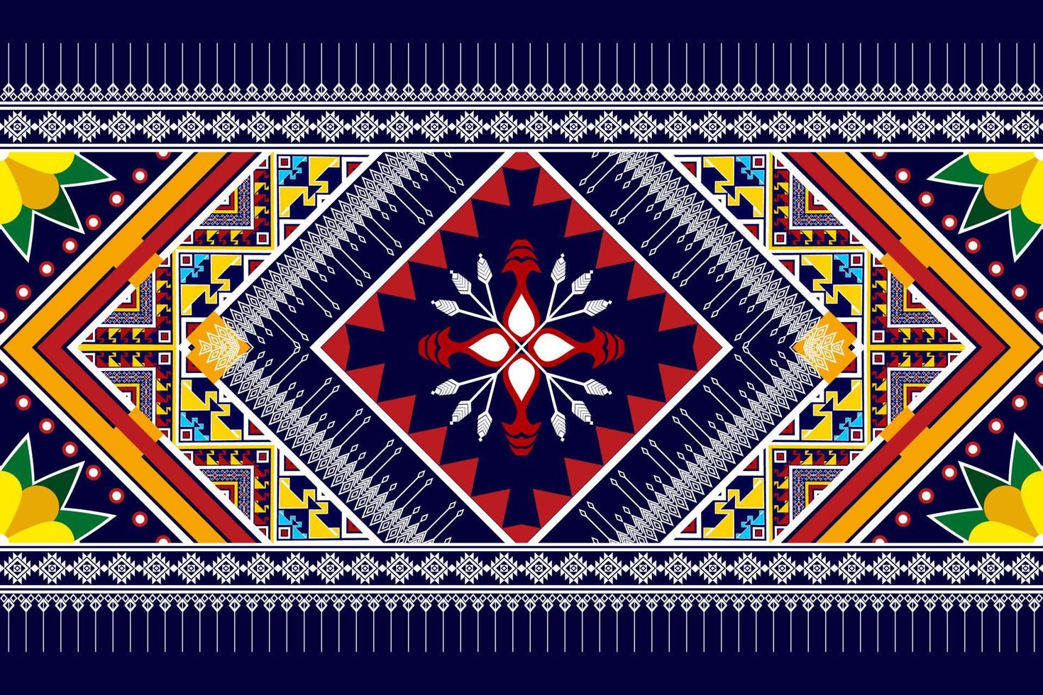 Ikat ethnic seamless pattern design. Aztec fabric carpet mandala ornaments textile decorations wallpaper. Tribal boho native ethnic turkey traditional embroidery vector background