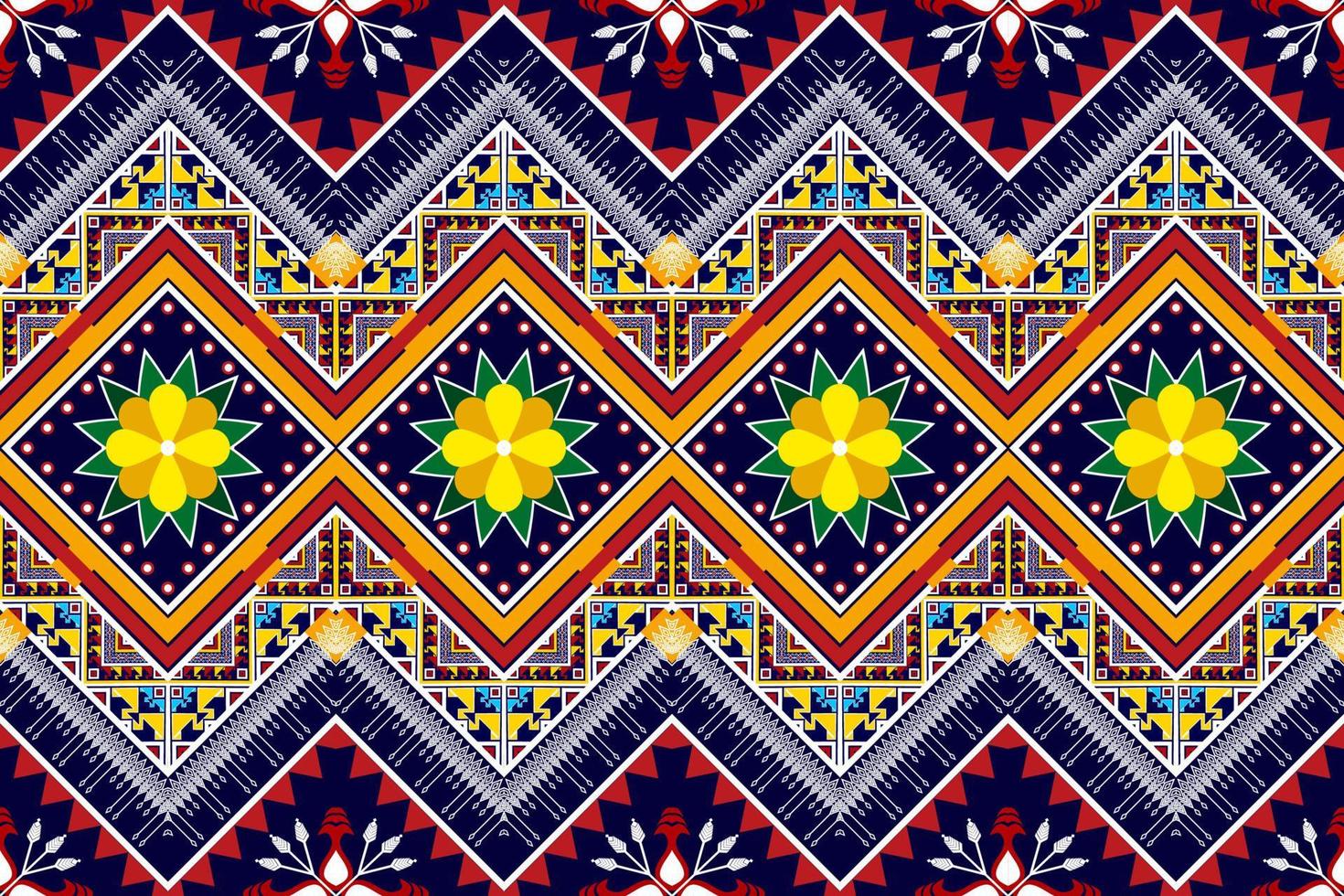 Ikat ethnic seamless pattern design. Aztec fabric carpet mandala ornaments textile decorations wallpaper. Tribal boho native ethnic turkey traditional embroidery vector background