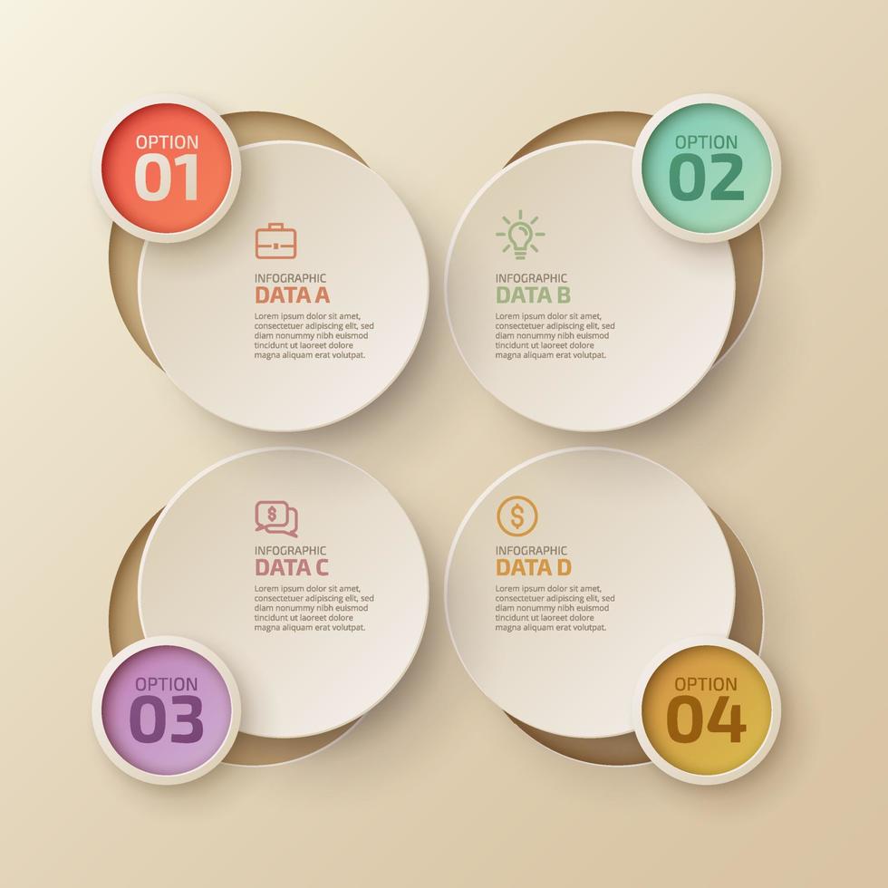 Web rounded infographic template with colorful cycle diagram four options and icons vector