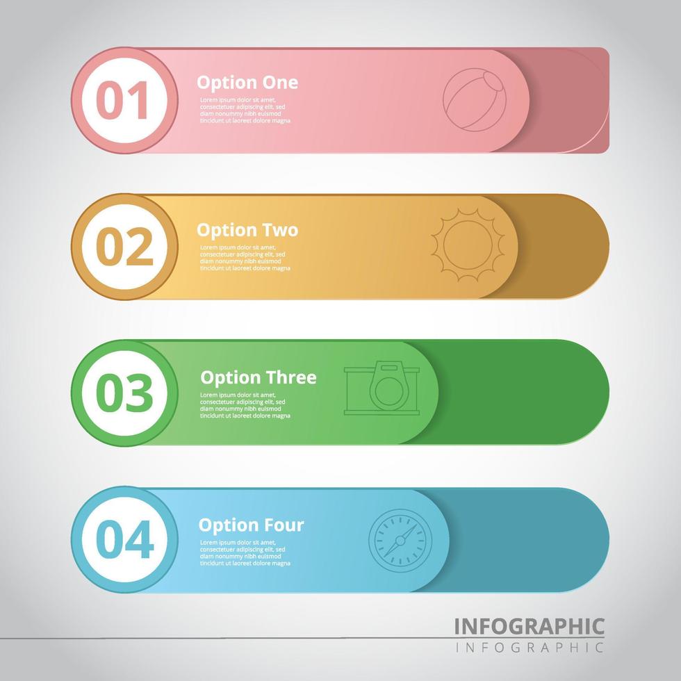 Circle infographic template. Infographic options banner. Vector layout for business infographics design elements. Abstract background with 4 steps, parts, stages, and processes.