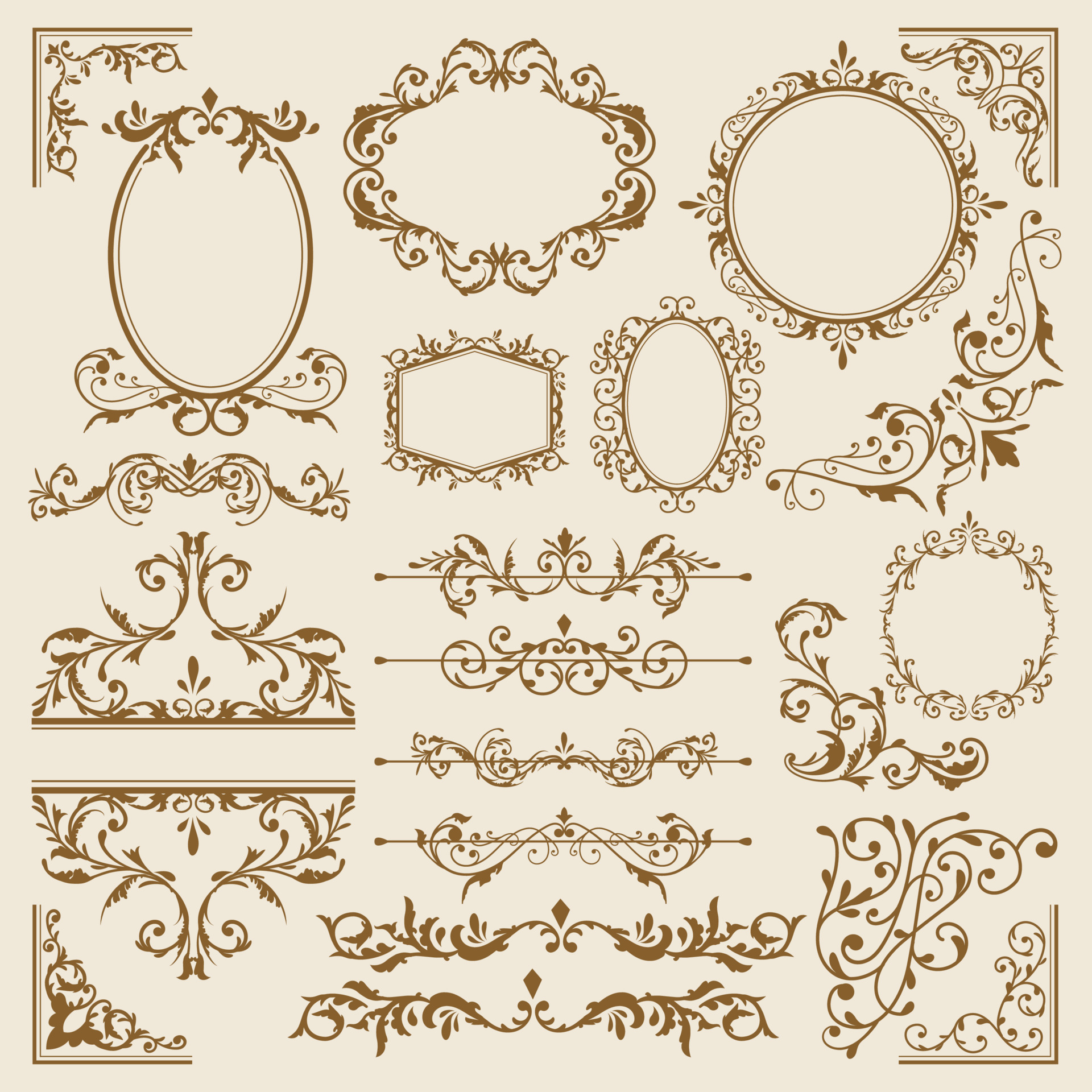 Decorative frames and borders vintage scroll Vector Image