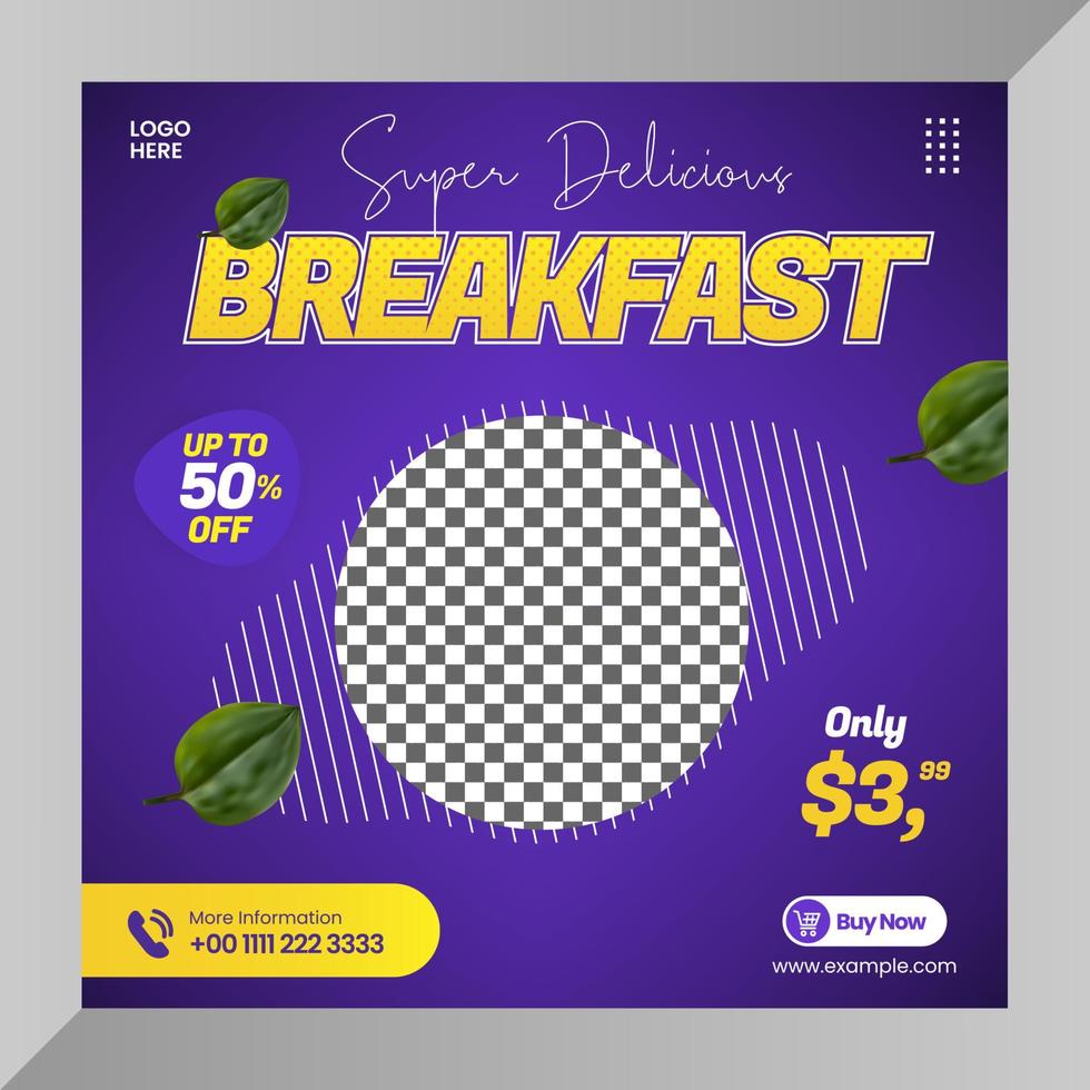 Healthy Breakfast Social Media posts template vector