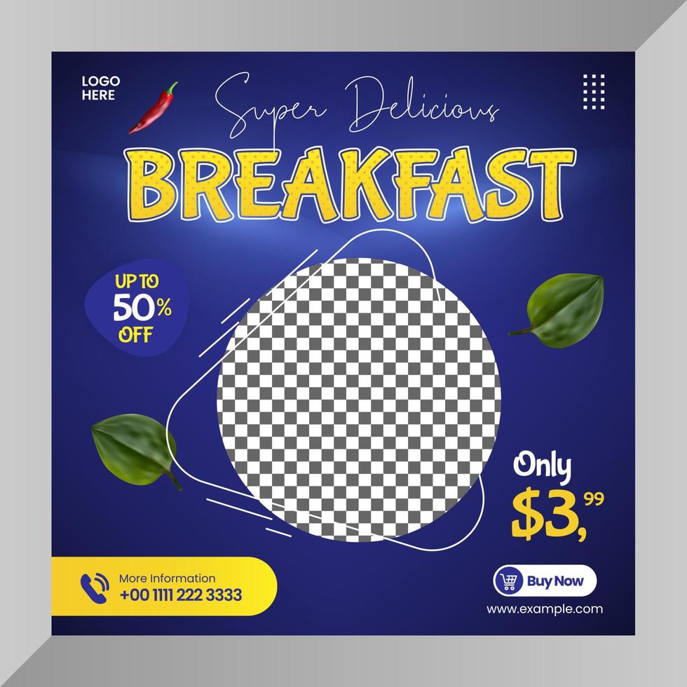 Healthy Breakfast Social Media posts template vector
