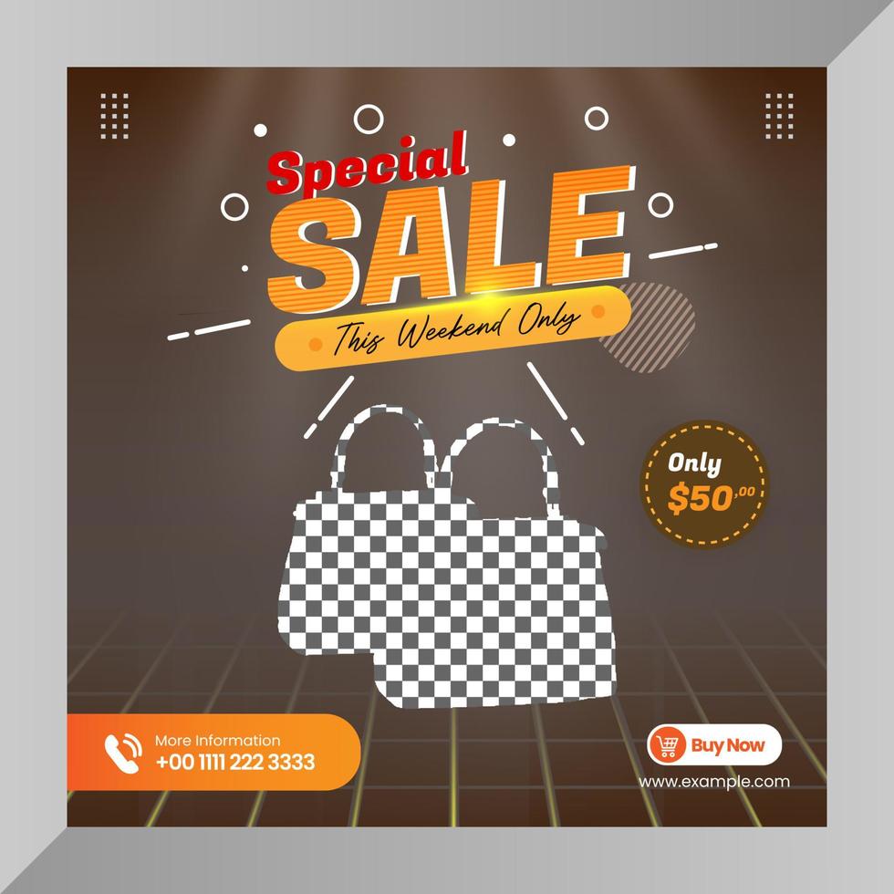 Social media post Fashion bag or ladies bag sale banner layout flyer template vector