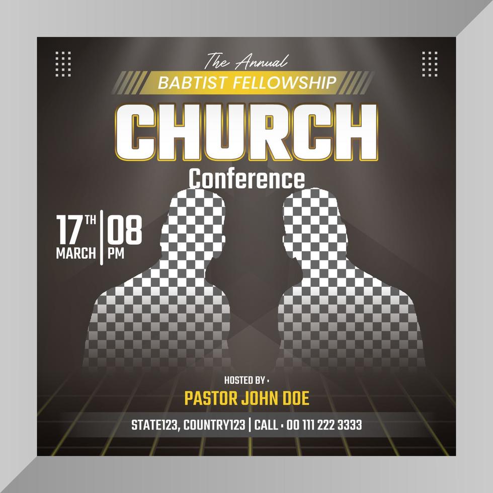 Social media post church conference with luxury elegant and chocolate color template vector