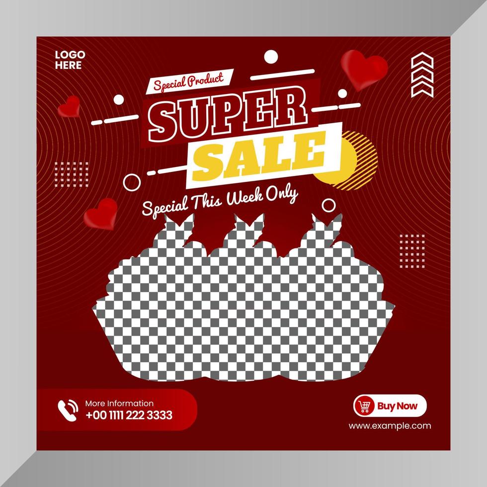 Social media post cake super sale or banner layout flyer template post vector