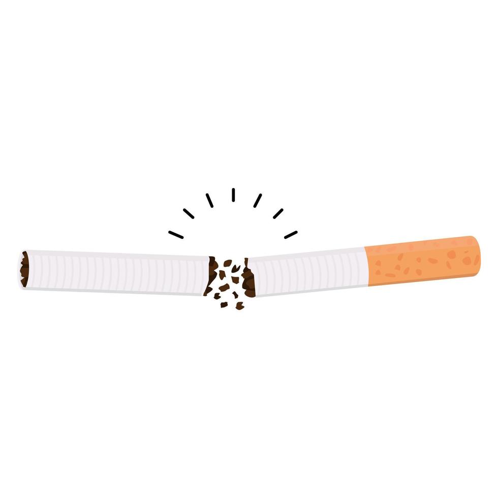 concepto de banner de colilla de cigarrillo roto vector