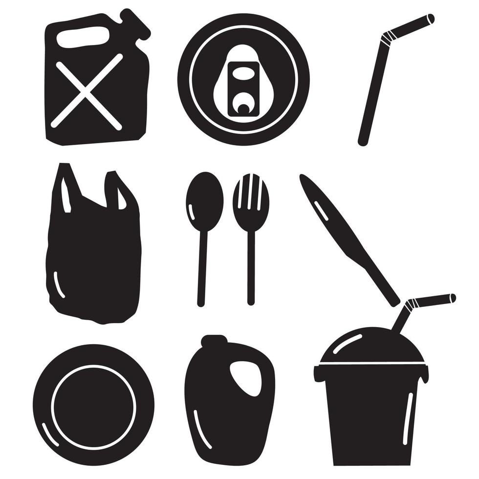 plastic objects Hand drawn doodle set vector