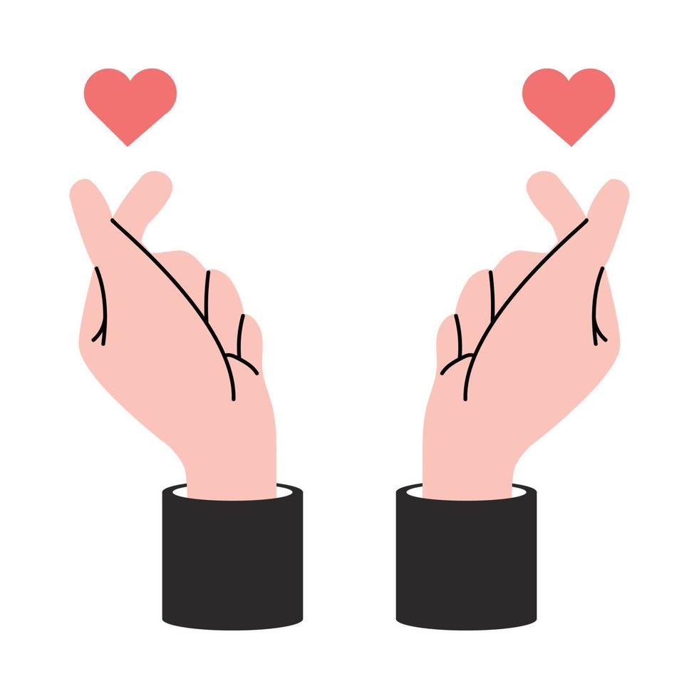 Hand showing sign mini heart vector