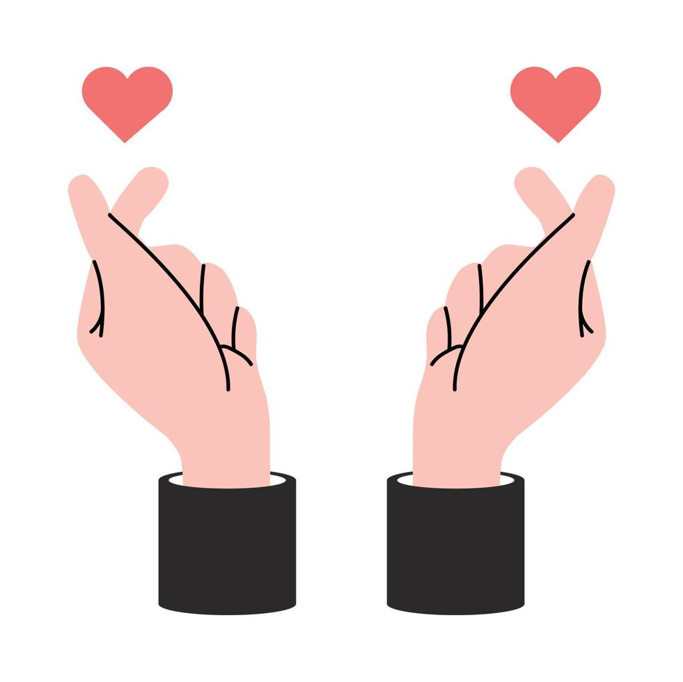 mano mostrando signo mini corazón vector