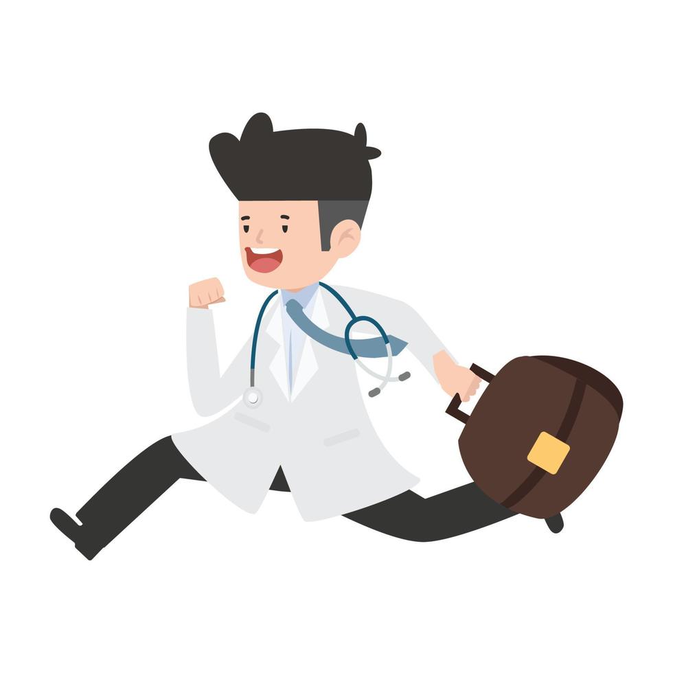 Doctor Medical emergency hurrying to help the patient cartoon vector