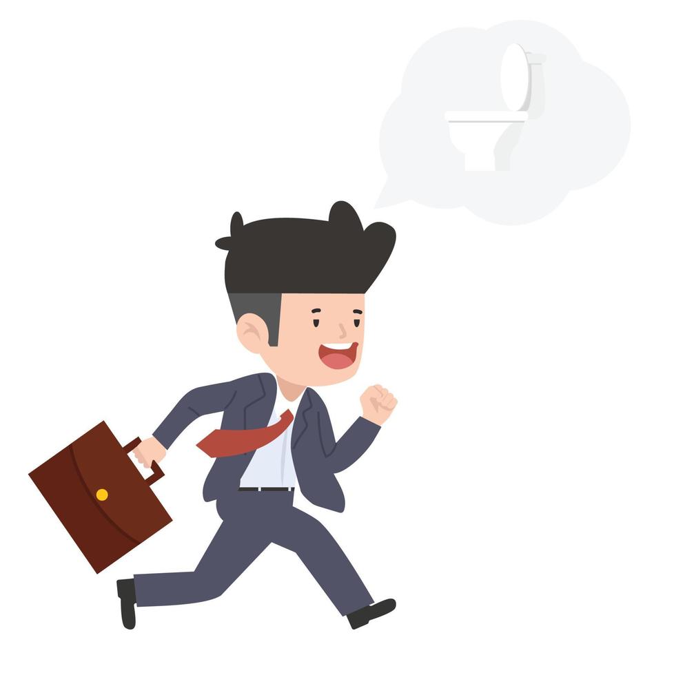 Businessman running  to the toilet vector