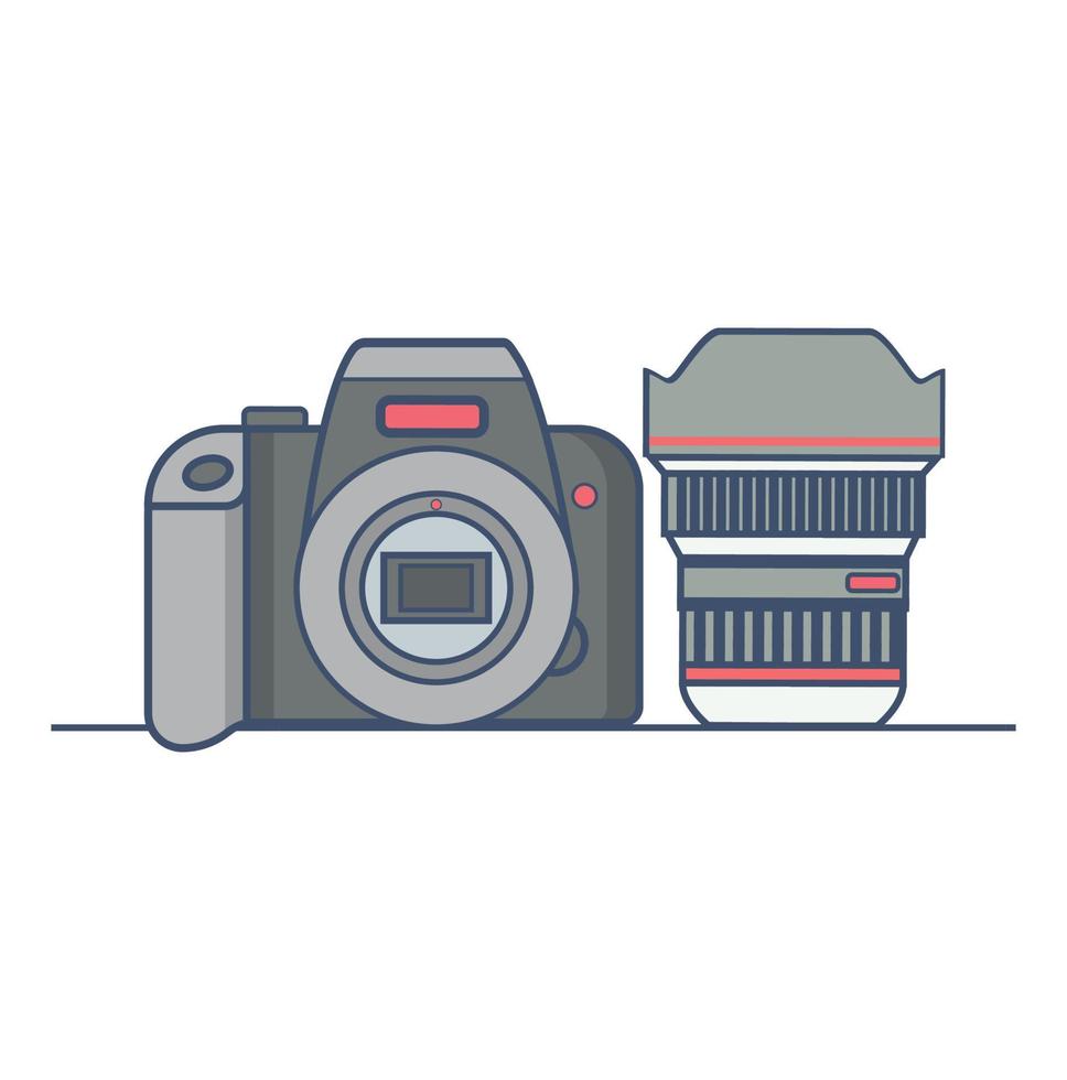 Retro camera  flat line design vector