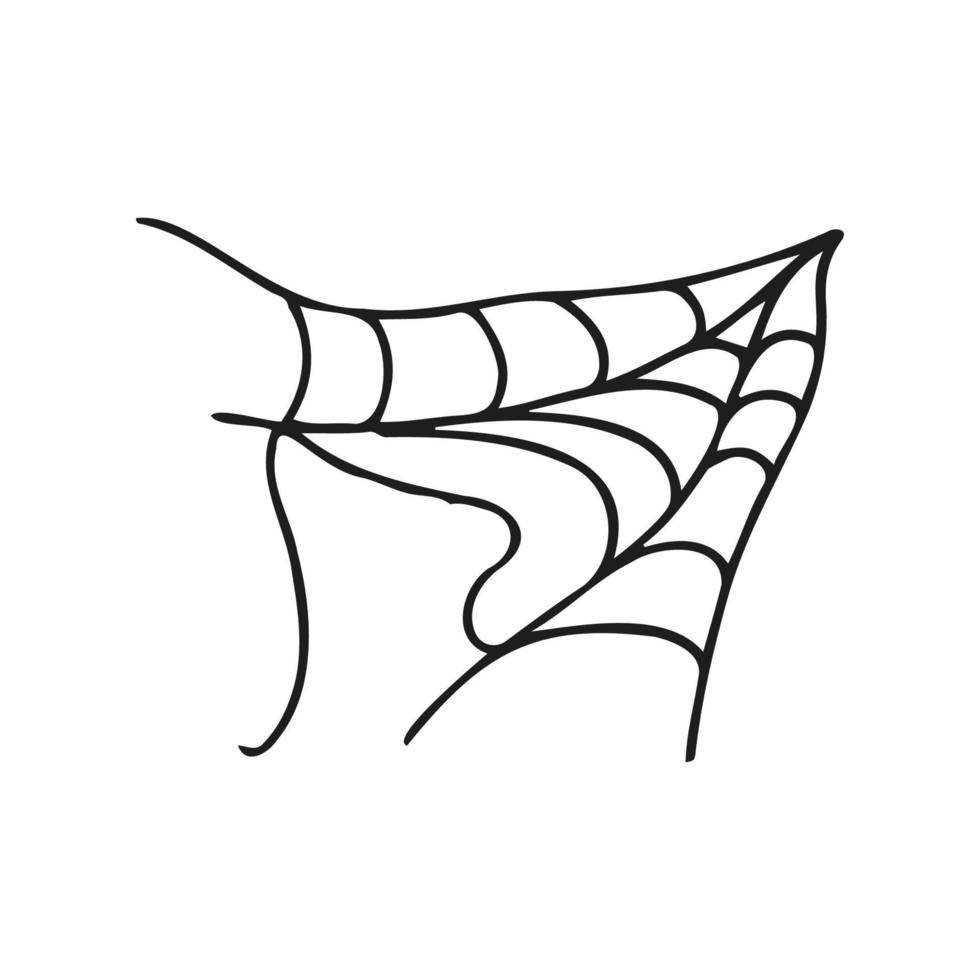 Halloween 2022 - October 31. A traditional holiday, the eve of All Saints Day, All Hallows Eve. Trick or treat. Vector illustration in hand-drawn doodle style. A ragged spider web.