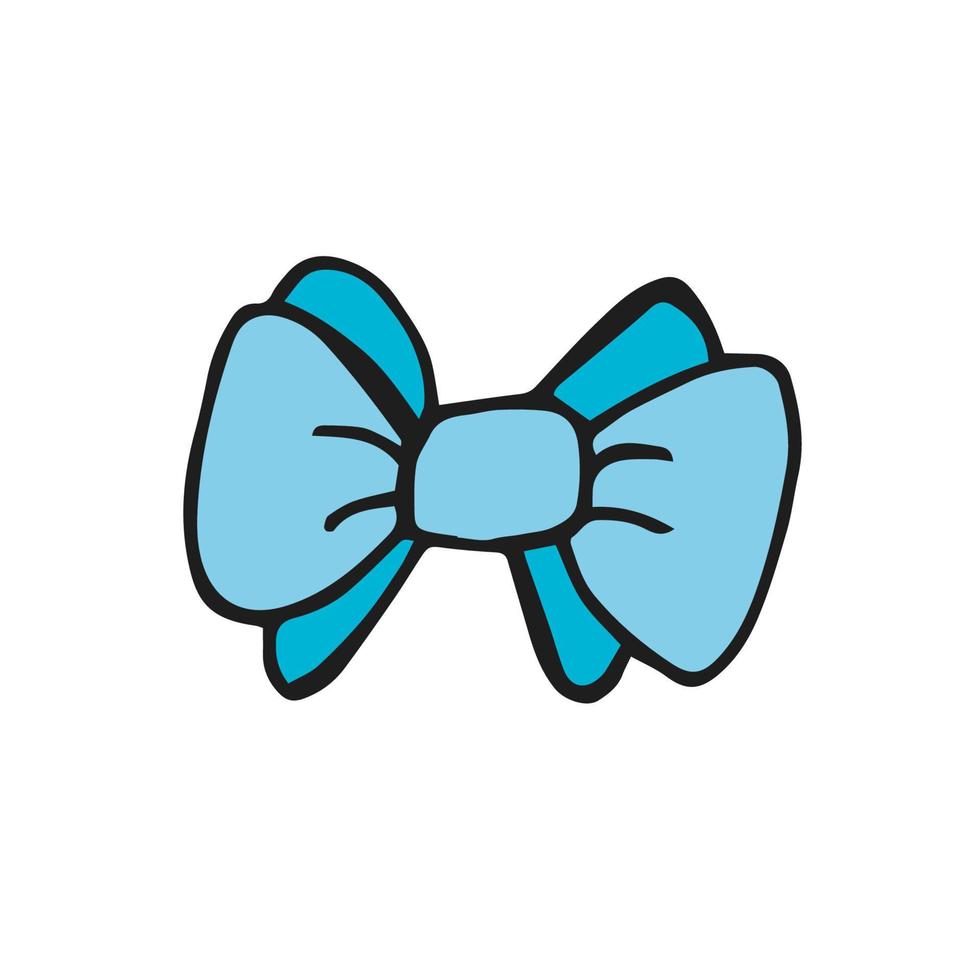 Oktoberfest 2022 - Beer Festival. Hand-drawn Doodle blue hair bow on a white background. German Traditional holiday. vector