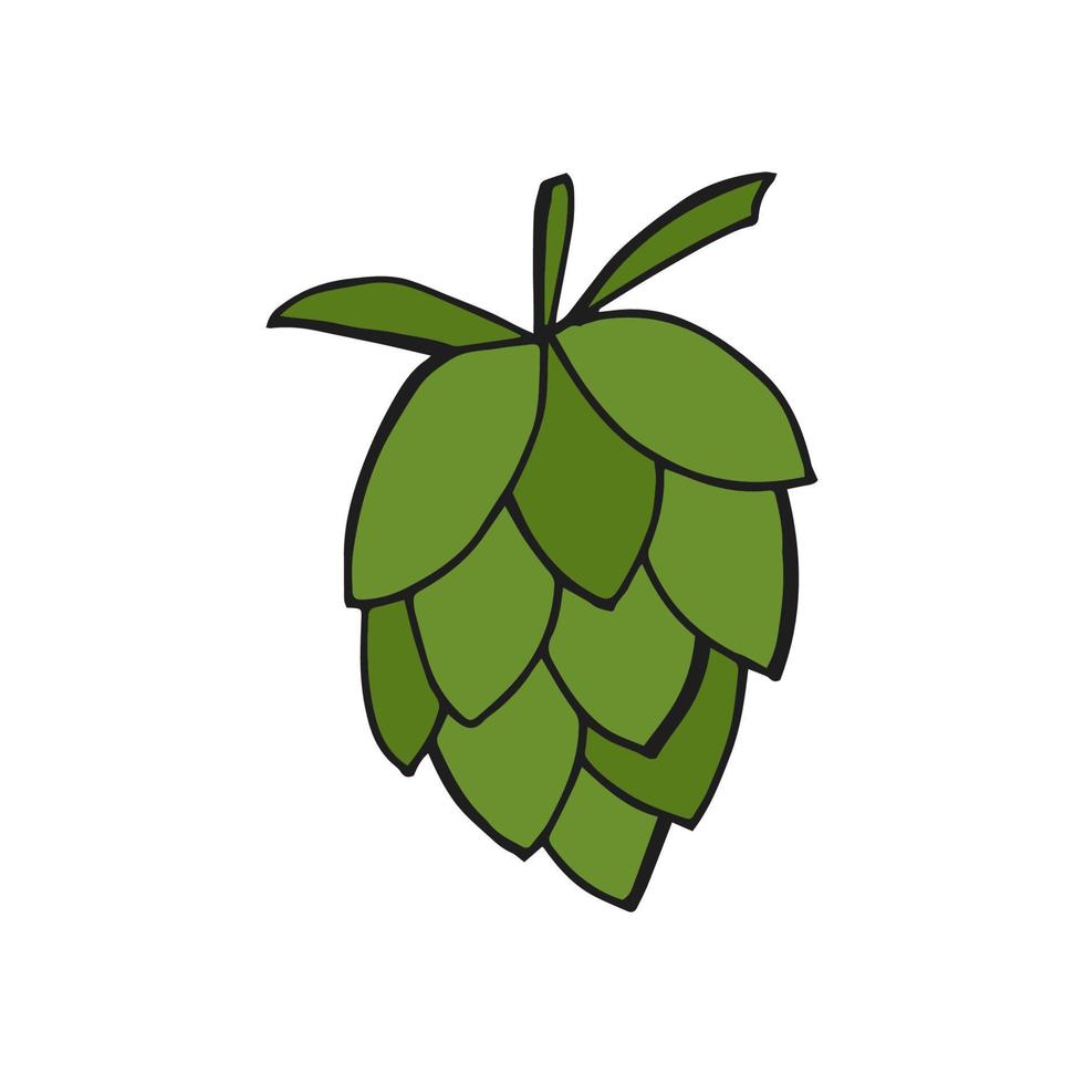 Oktoberfest 2022 - Beer Festival. Hand-drawn Doodle green hops on a white background. German Traditional holiday. vector