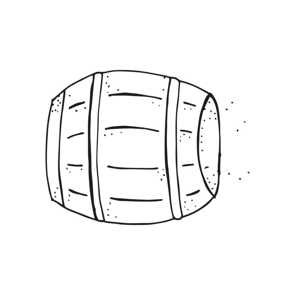 Oktoberfest 2022 - Beer Festival. Hand-drawn Doodle Elements. German Traditional holiday. Black outline on a white background. A barrel of beer. vector