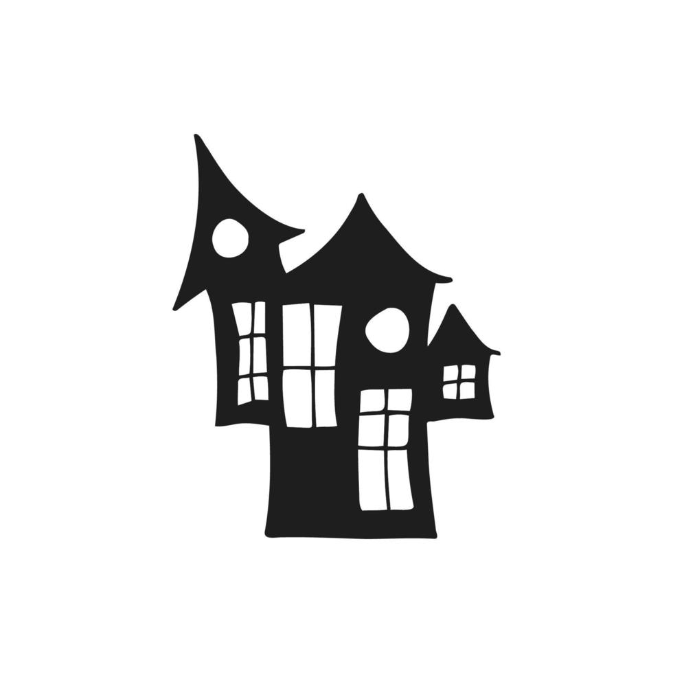 Halloween 2022 - October 31. A traditional holiday, the eve of All Saints Day, All Hallows Eve. Trick or treat. Vector illustration in hand-drawn doodle style. Beautiful holiday house.