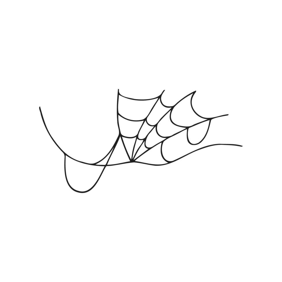 Halloween 2022 - October 31. A traditional holiday, the eve of All Saints Day, All Hallows Eve. Trick or treat. Vector illustration in hand-drawn doodle style. A ragged spider web.