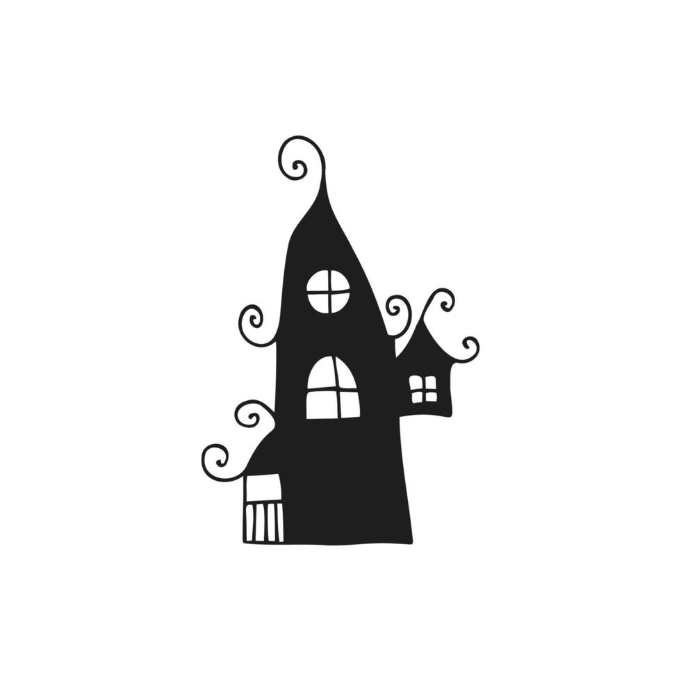 Halloween 2022 - October 31. A traditional holiday, the eve of All Saints Day, All Hallows Eve. Trick or treat. Vector illustration in hand-drawn doodle style. Beautiful holiday house.