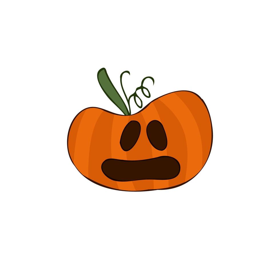 Halloween 2022 - October 31. A traditional holiday, the eve of All Saints Day, All Hallows Eve. Trick or treat. Vector illustration in hand-drawn doodle style. Pumpkin with its eyes and mouth cut out.