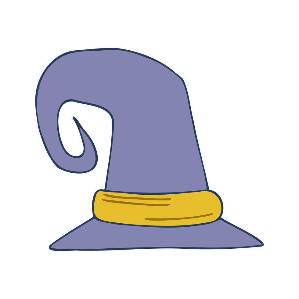 Halloween 2022 - October 31. A traditional holiday, the eve of All Saints Day, All Hallows Eve. Trick or treat. Vector illustration in hand-drawn doodle style. The witchs hat.