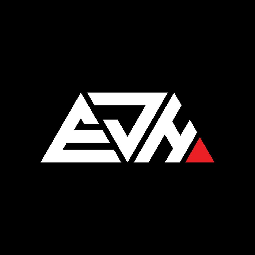 EJH triangle letter logo design with triangle shape. EJH triangle logo design monogram. EJH triangle vector logo template with red color. EJH triangular logo Simple, Elegant, and Luxurious Logo. EJH