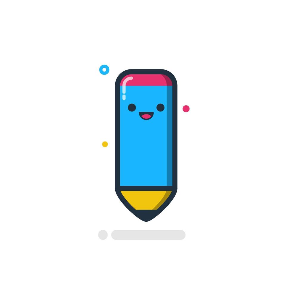 Cute pencil cartoon concept isolated vector icon illustration flat style