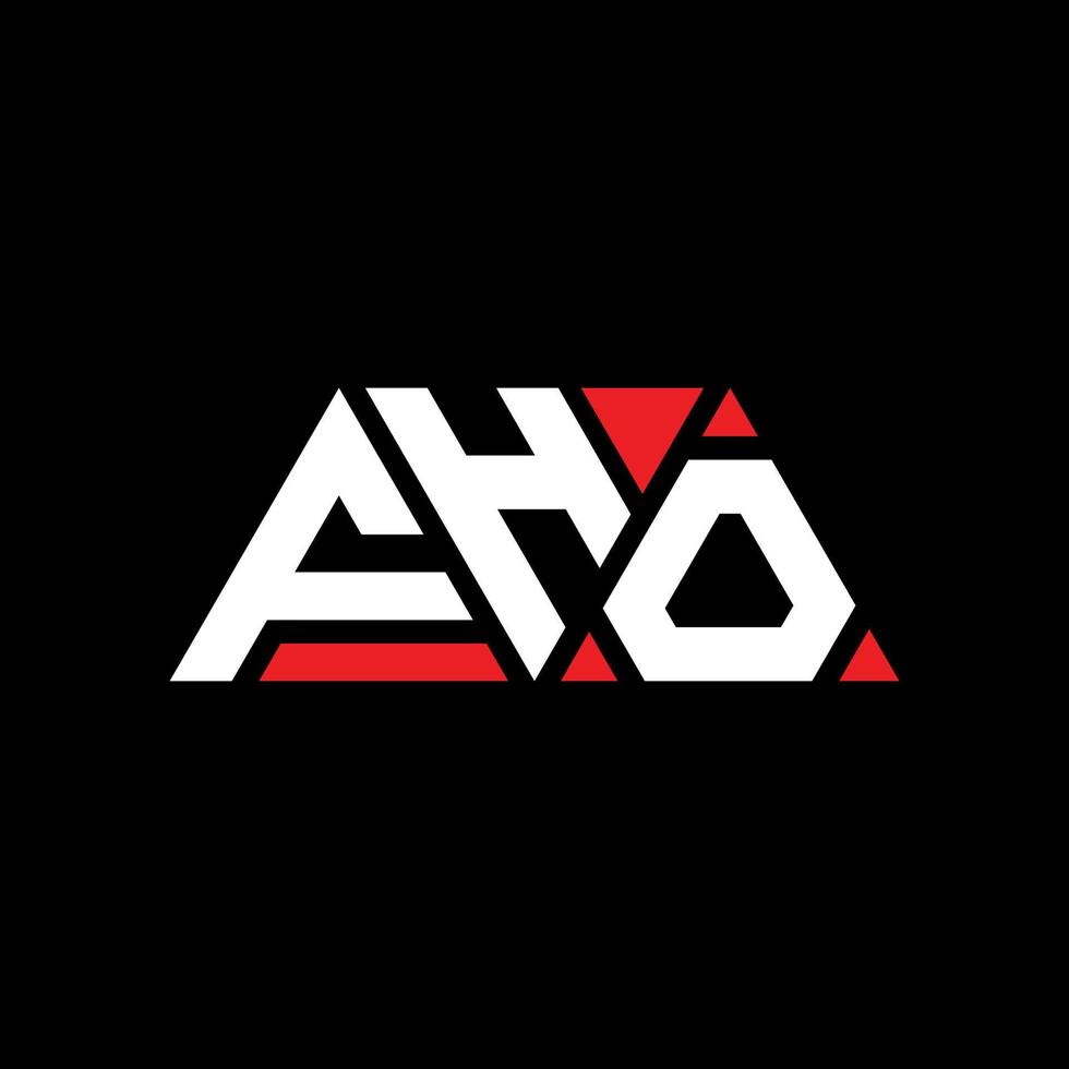 FHO triangle letter logo design with triangle shape. FHO triangle logo design monogram. FHO triangle vector logo template with red color. FHO triangular logo Simple, Elegant, and Luxurious Logo. FHO