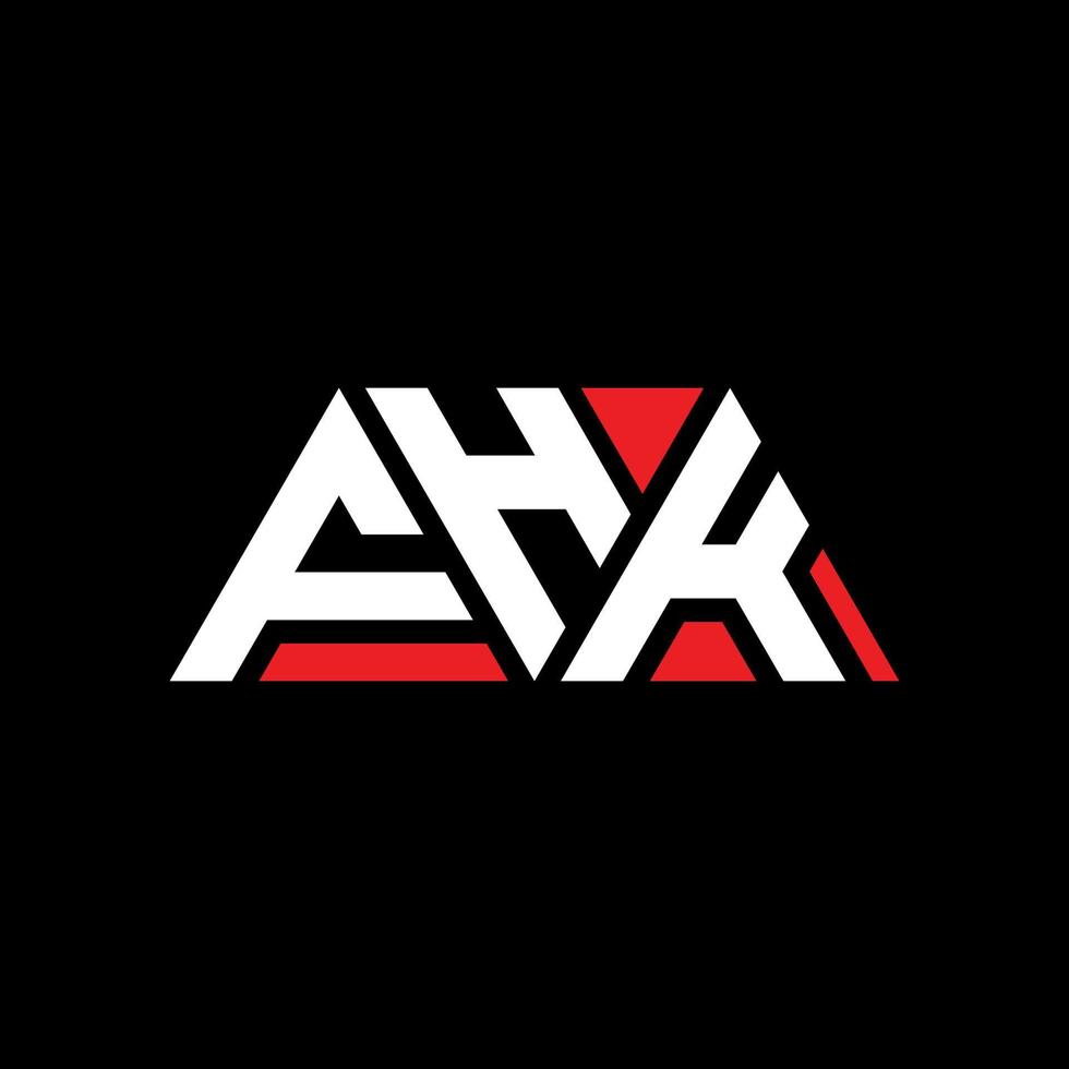 FHK triangle letter logo design with triangle shape. FHK triangle logo design monogram. FHK triangle vector logo template with red color. FHK triangular logo Simple, Elegant, and Luxurious Logo. FHK