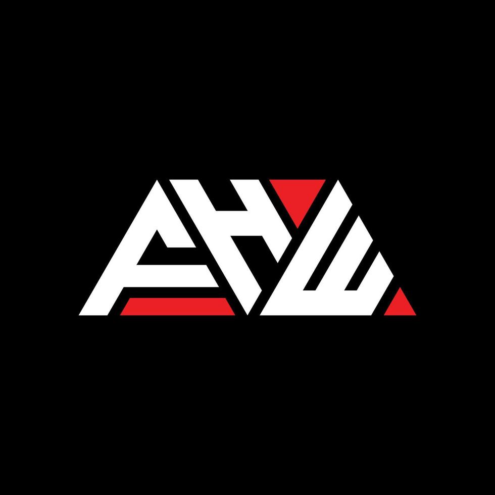 FHW triangle letter logo design with triangle shape. FHW triangle logo design monogram. FHW triangle vector logo template with red color. FHW triangular logo Simple, Elegant, and Luxurious Logo. FHW
