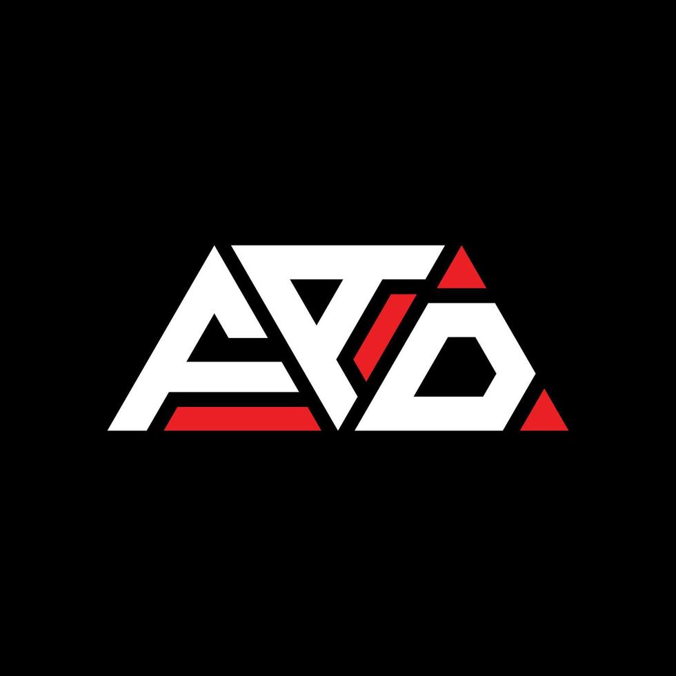 FAD triangle letter logo design with triangle shape. FAD triangle logo design monogram. FAD triangle vector logo template with red color. FAD triangular logo Simple, Elegant, and Luxurious Logo. FAD