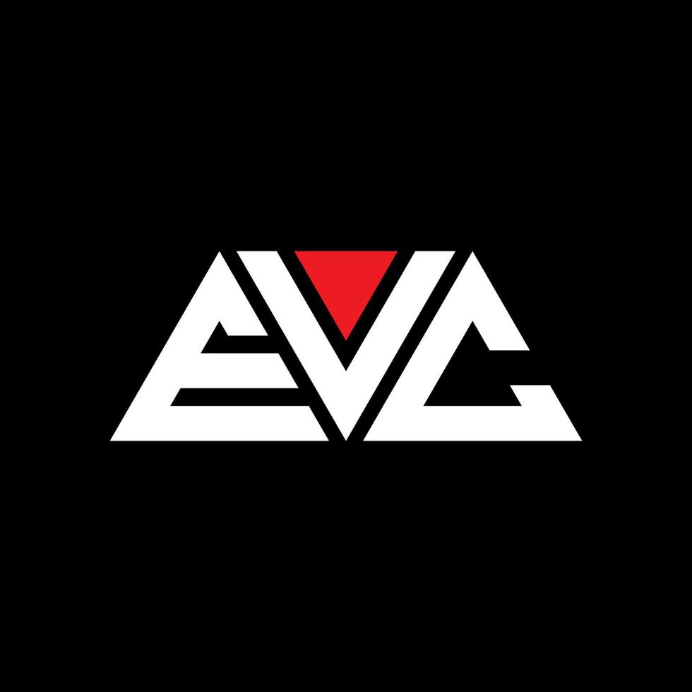 EVC triangle letter logo design with triangle shape. EVC triangle logo design monogram. EVC triangle vector logo template with red color. EVC triangular logo Simple, Elegant, and Luxurious Logo. EVC