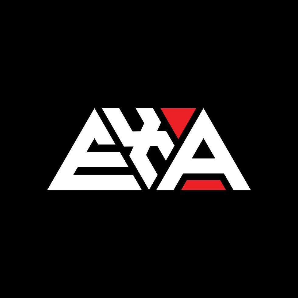 EXA triangle letter logo design with triangle shape. EXA triangle logo design monogram. EXA triangle vector logo template with red color. EXA triangular logo Simple, Elegant, and Luxurious Logo. EXA
