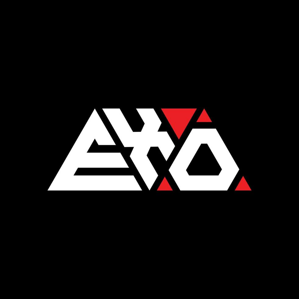 diseño de logotipo de letra exo triángulo con forma de triángulo. monograma de diseño del logotipo del triángulo exo. plantilla de logotipo de vector de triángulo exo con color rojo. exo logo triangular logo simple, elegante y lujoso. exo