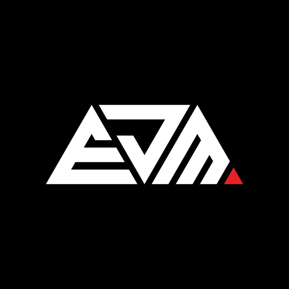 EJM triangle letter logo design with triangle shape. EJM triangle logo design monogram. EJM triangle vector logo template with red color. EJM triangular logo Simple, Elegant, and Luxurious Logo. EJM