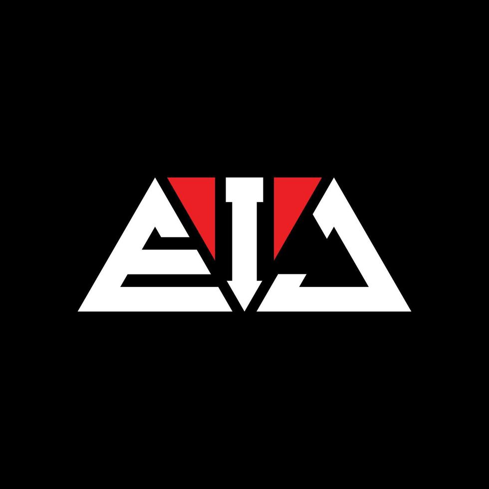 EIJ triangle letter logo design with triangle shape. EIJ triangle logo design monogram. EIJ triangle vector logo template with red color. EIJ triangular logo Simple, Elegant, and Luxurious Logo. EIJ