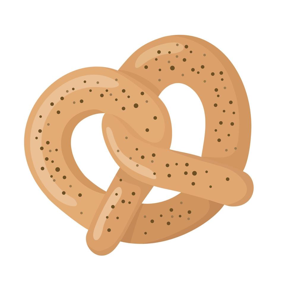 Braided pretzel with poppy seeds. vector