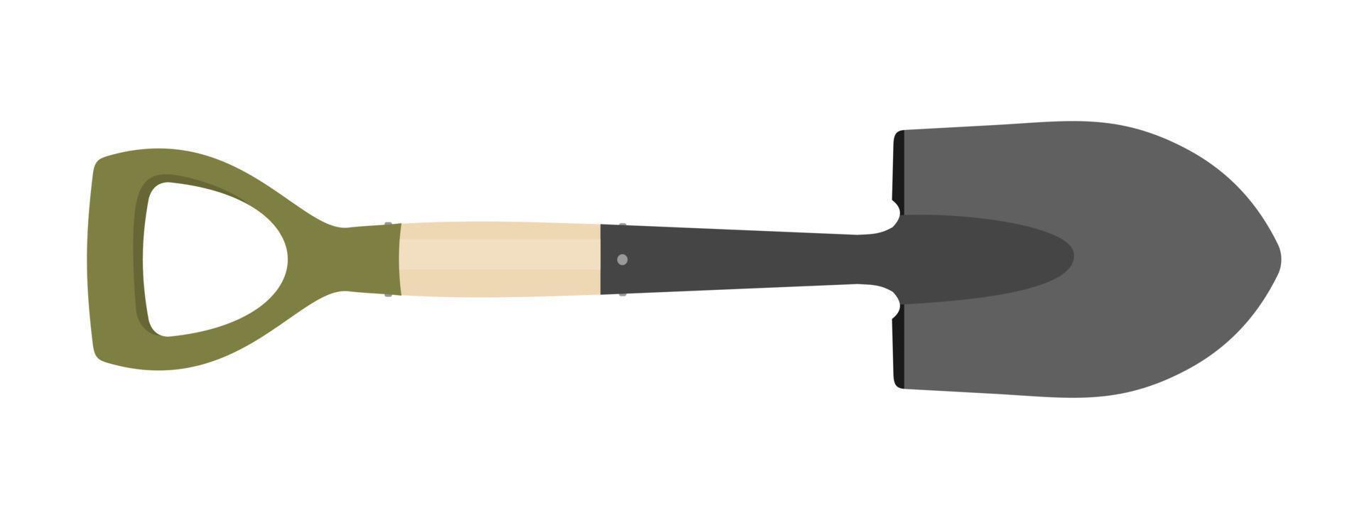 An iron shovel with a green handle. vector