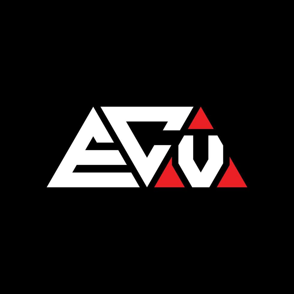diseño de logotipo de letra de triángulo ecv con forma de triángulo. monograma de diseño del logotipo del triángulo ecv. plantilla de logotipo de vector de triángulo ecv con color rojo. logotipo triangular ecv logotipo simple, elegante y lujoso. ecv