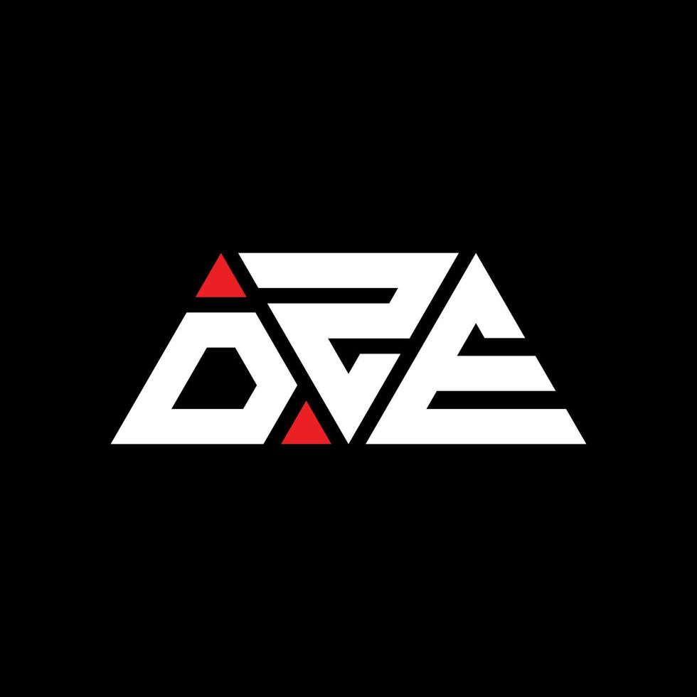 DZE triangle letter logo design with triangle shape. DZE triangle logo design monogram. DZE triangle vector logo template with red color. DZE triangular logo Simple, Elegant, and Luxurious Logo. DZE
