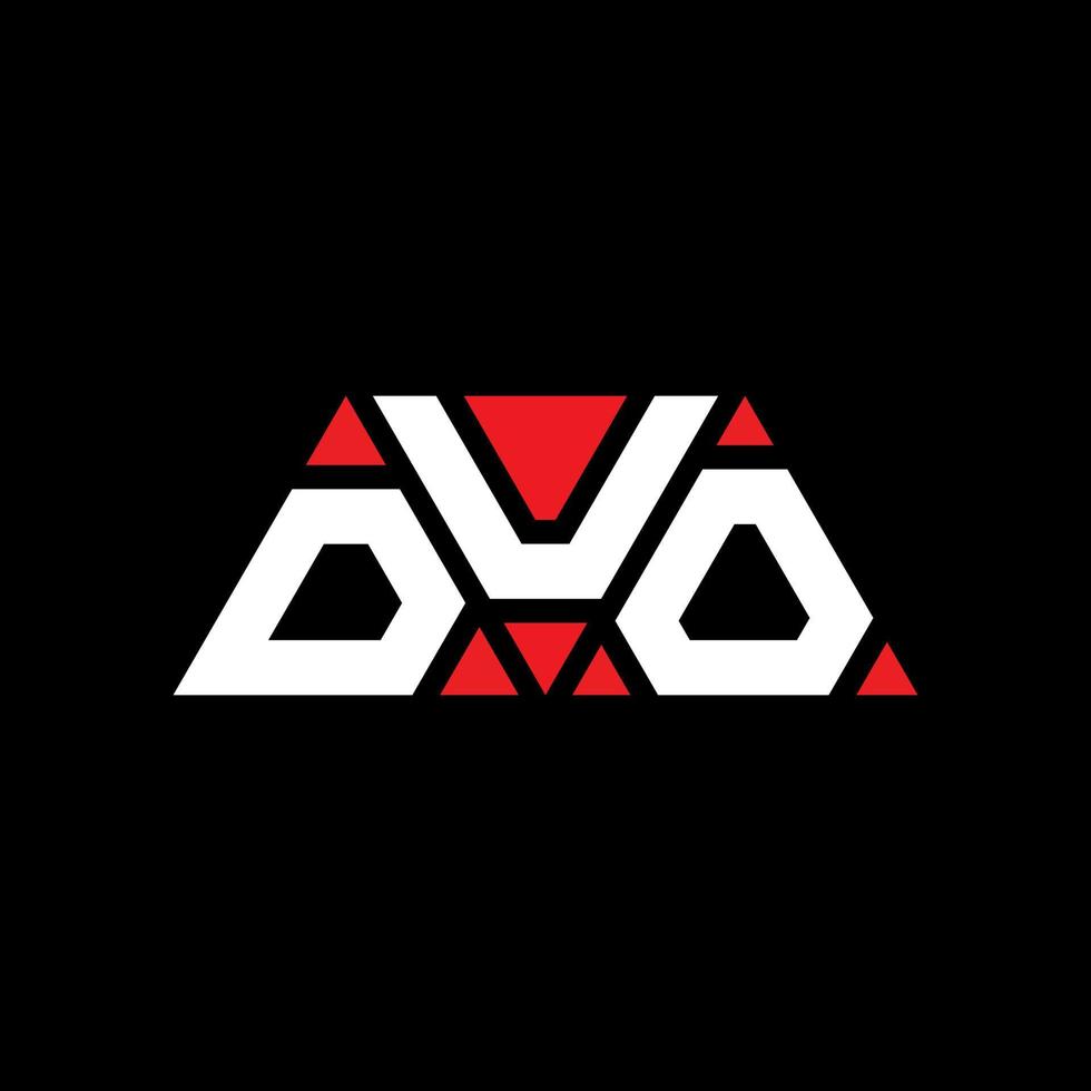 DUO triangle letter logo design with triangle shape. DUO triangle logo design monogram. DUO triangle vector logo template with red color. DUO triangular logo Simple, Elegant, and Luxurious Logo. DUO