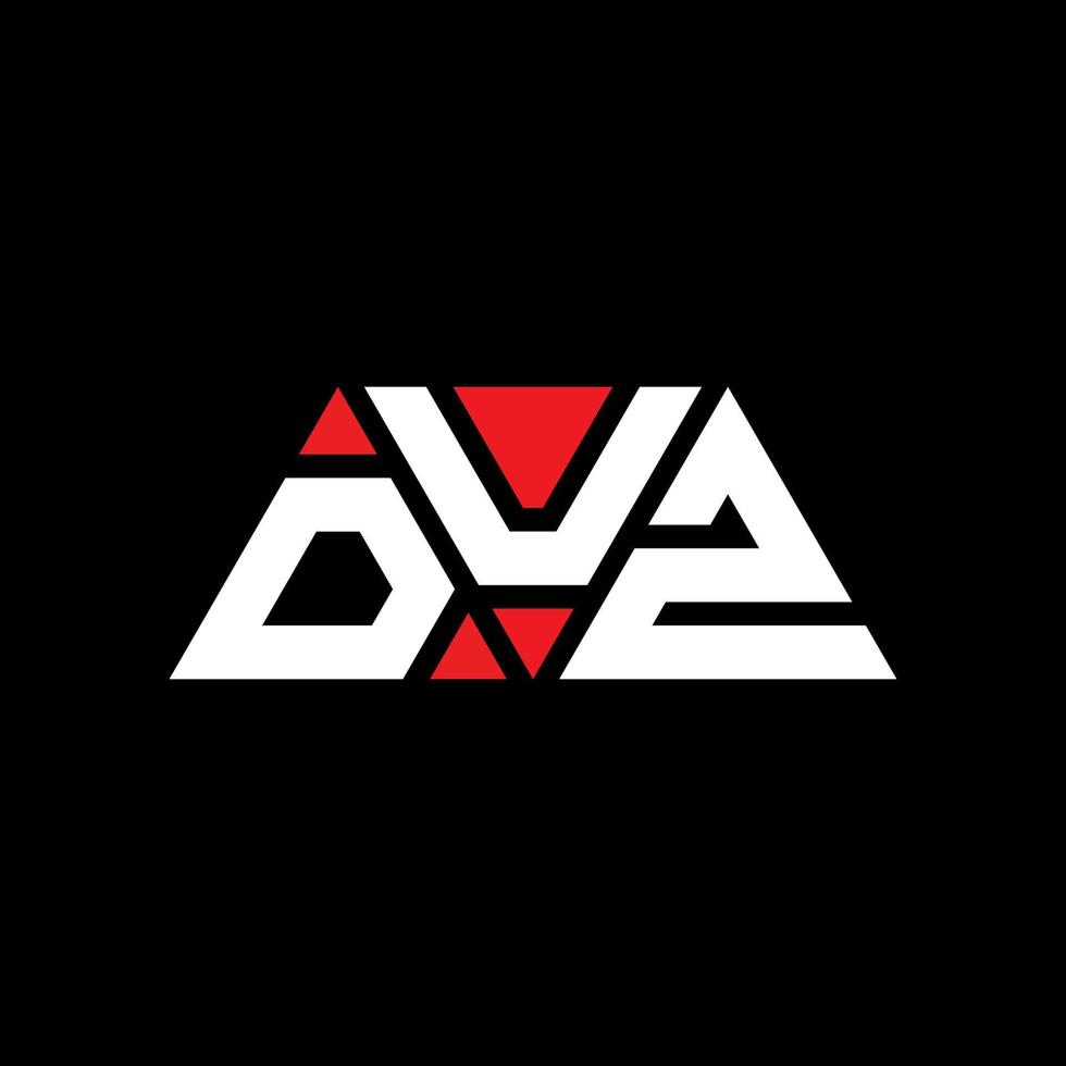 DUZ triangle letter logo design with triangle shape. DUZ triangle logo design monogram. DUZ triangle vector logo template with red color. DUZ triangular logo Simple, Elegant, and Luxurious Logo. DUZ