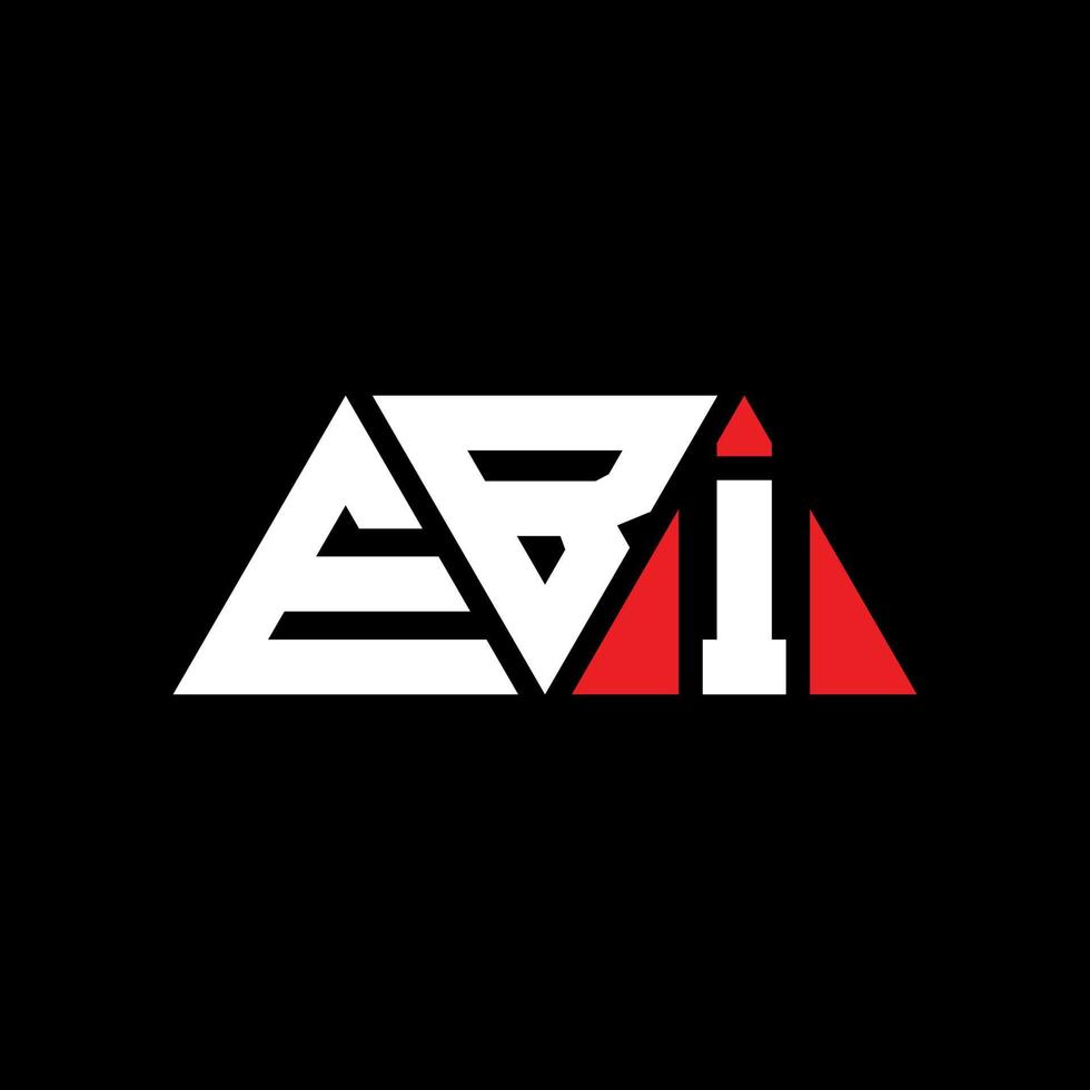EBI triangle letter logo design with triangle shape. EBI triangle logo design monogram. EBI triangle vector logo template with red color. EBI triangular logo Simple, Elegant, and Luxurious Logo. EBI