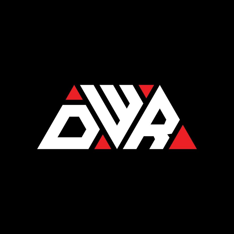 DWR triangle letter logo design with triangle shape. DWR triangle logo design monogram. DWR triangle vector logo template with red color. DWR triangular logo Simple, Elegant, and Luxurious Logo. DWR