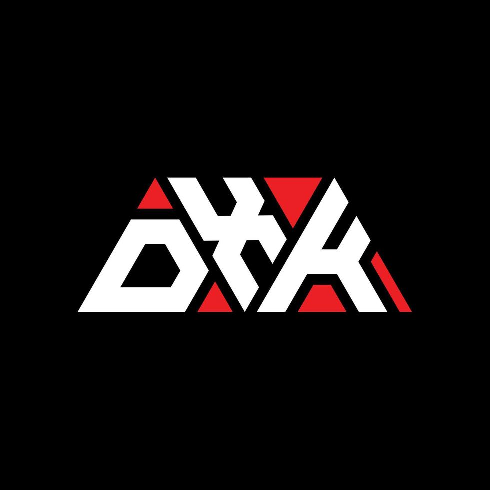 Diseño de logotipo de letra triangular dxk con forma de triángulo. monograma de diseño de logotipo de triángulo dxk. plantilla de logotipo de vector de triángulo dxk con color rojo. logotipo triangular dxk logotipo simple, elegante y lujoso. dxk