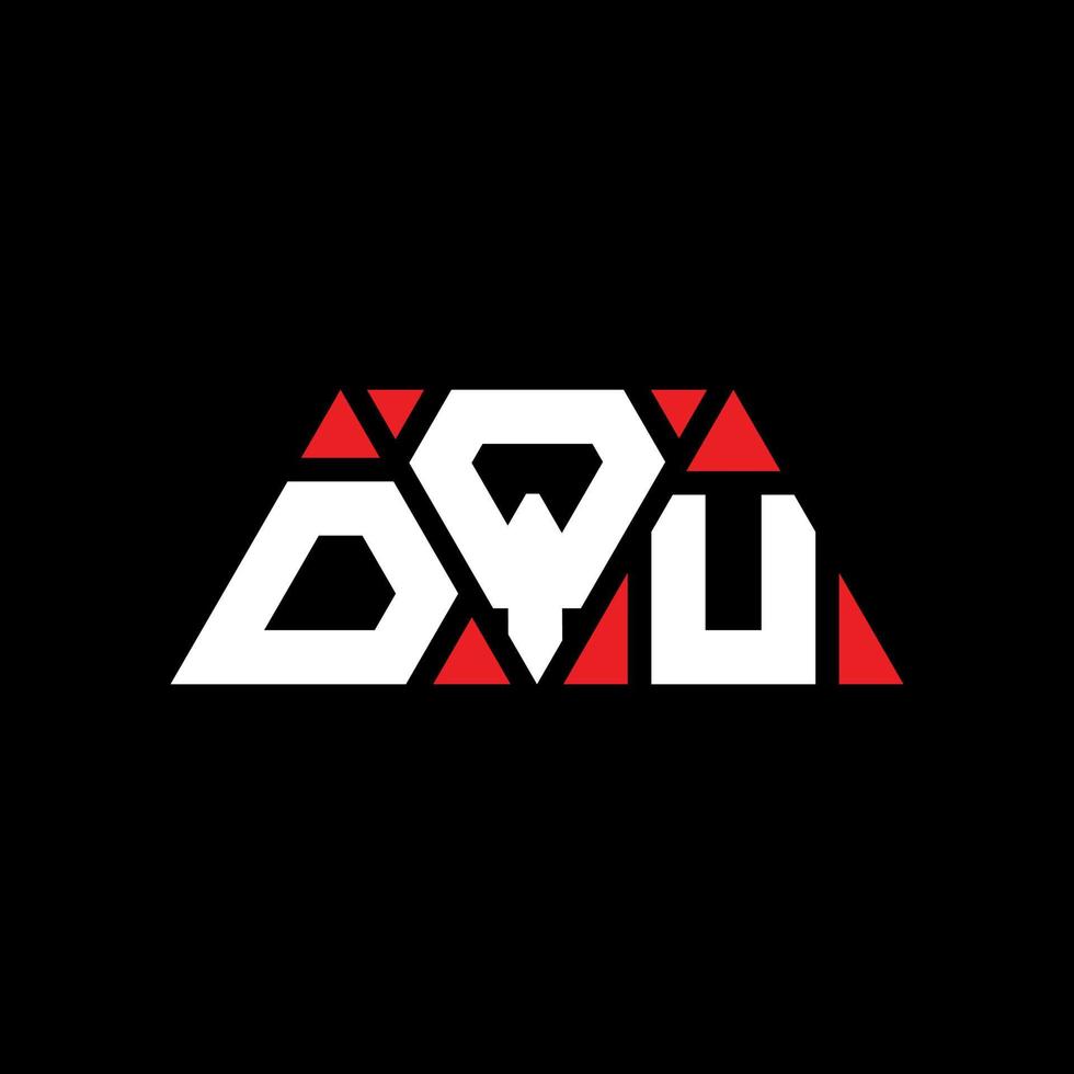 DQU triangle letter logo design with triangle shape. DQU triangle logo design monogram. DQU triangle vector logo template with red color. DQU triangular logo Simple, Elegant, and Luxurious Logo. DQU