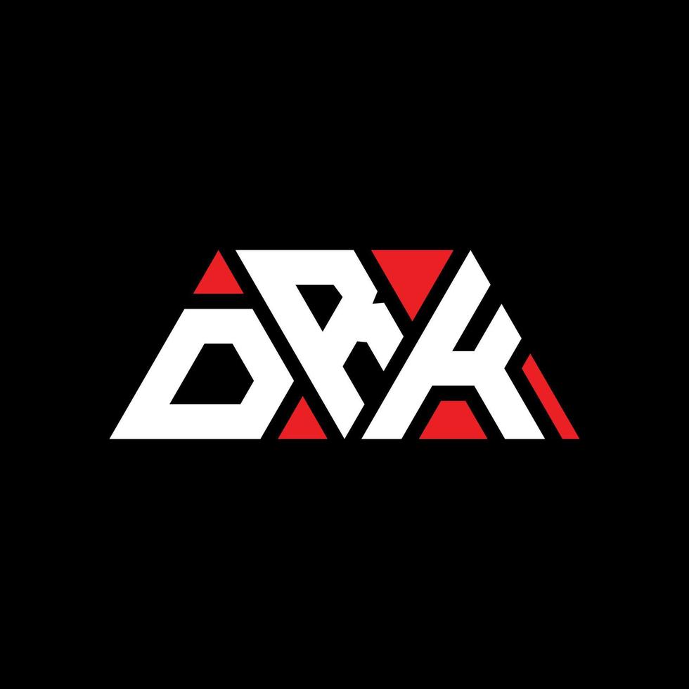 DRK triangle letter logo design with triangle shape. DRK triangle logo design monogram. DRK triangle vector logo template with red color. DRK triangular logo Simple, Elegant, and Luxurious Logo. DRK