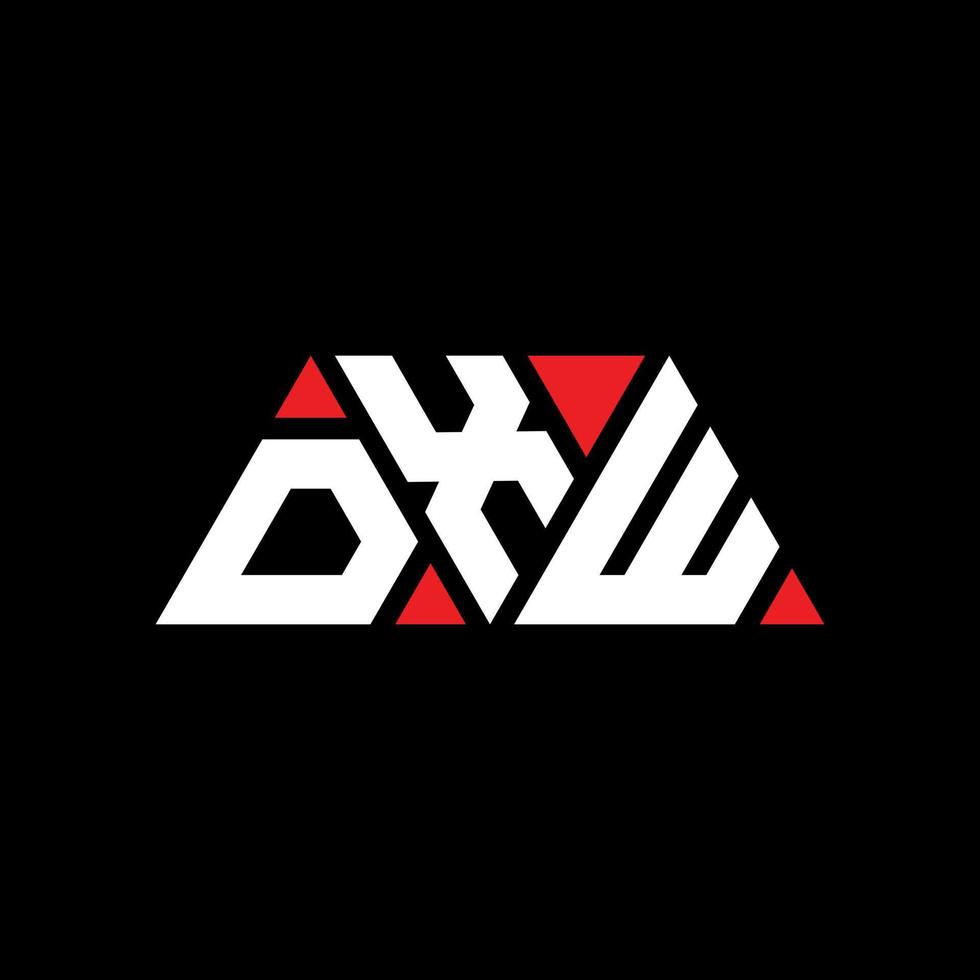 DXW triangle letter logo design with triangle shape. DXW triangle logo design monogram. DXW triangle vector logo template with red color. DXW triangular logo Simple, Elegant, and Luxurious Logo. DXW